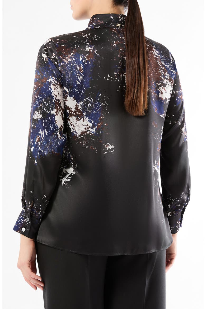 Print Silk Shirt, Alternate, color, BLACK