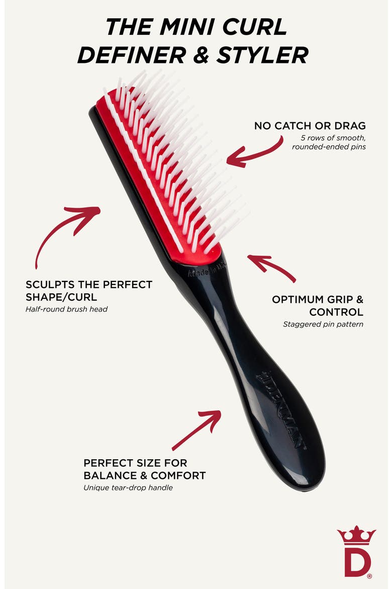 D14 Original Styler Five-Row Mini Brush, Alternate, color, BLACK/RED