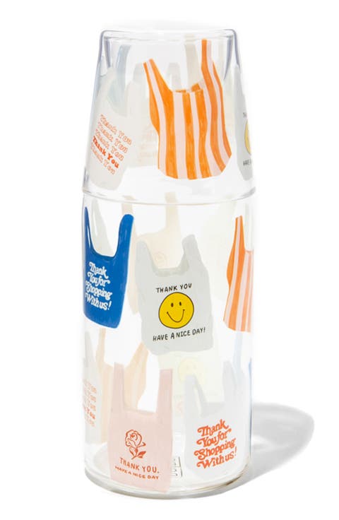 Thank You Bag Painted Glass Jar & Cup Set