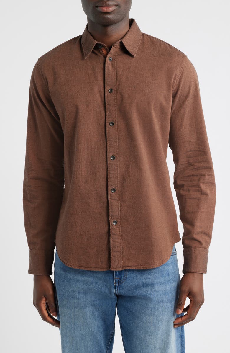 rag & bone Tomlin Cotton Dobby Button-Up Shirt, Main, color, Rust