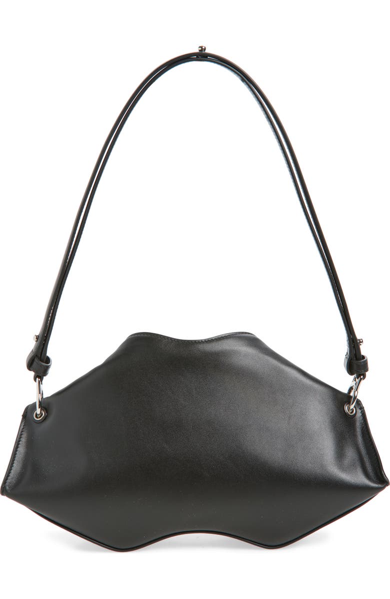 McQueen Manta Leather Clutch, Alternate, color, Black/ Silver