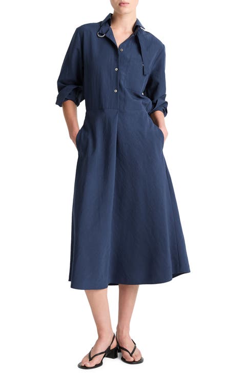 Easy Long Sleeve Midi Shirtdress