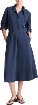 Vince Easy Long Sleeve Midi Shirtdress