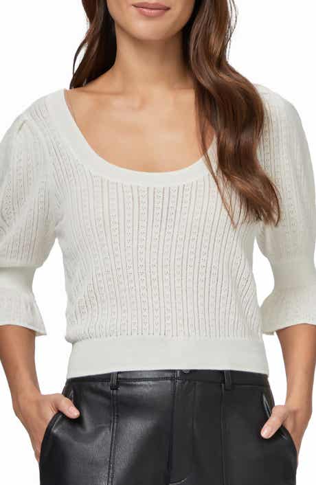 PAIGE Magnolia Pointelle Scoop Neck Sweater