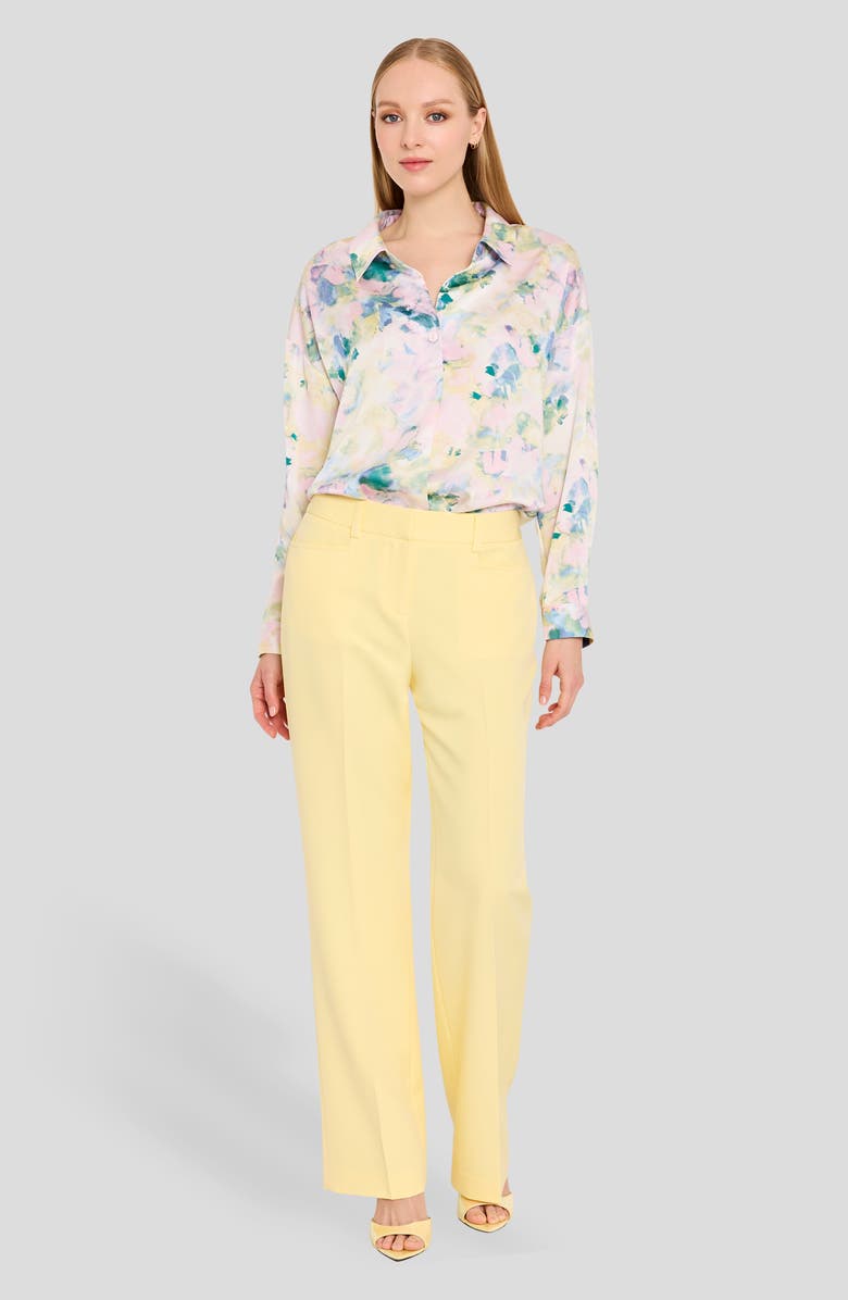 Tahari ASL Watercolor Floral Print Shirt, Alternate, color, Blush Buttercup