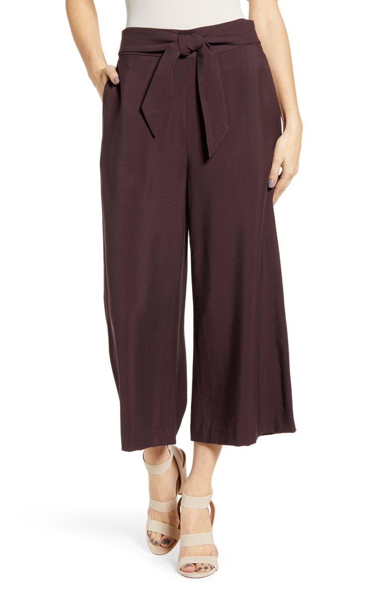 Leith Tie Front High Rise Wide Leg Crop Pants, Main, color, 