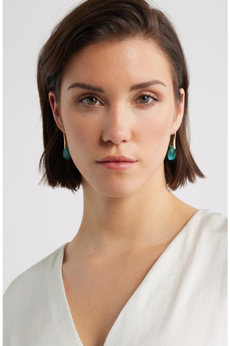 Teardrop Stone Drop Earrings, Alternate, color, SEAFOAM- GOLD
