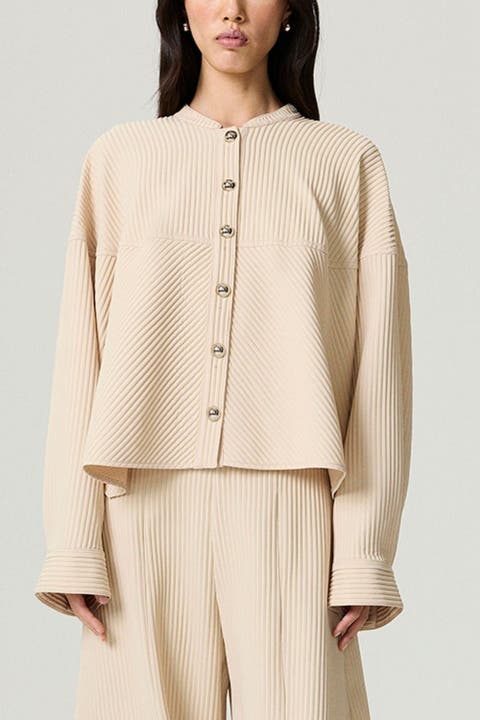 Ribbed Detailed Jacket