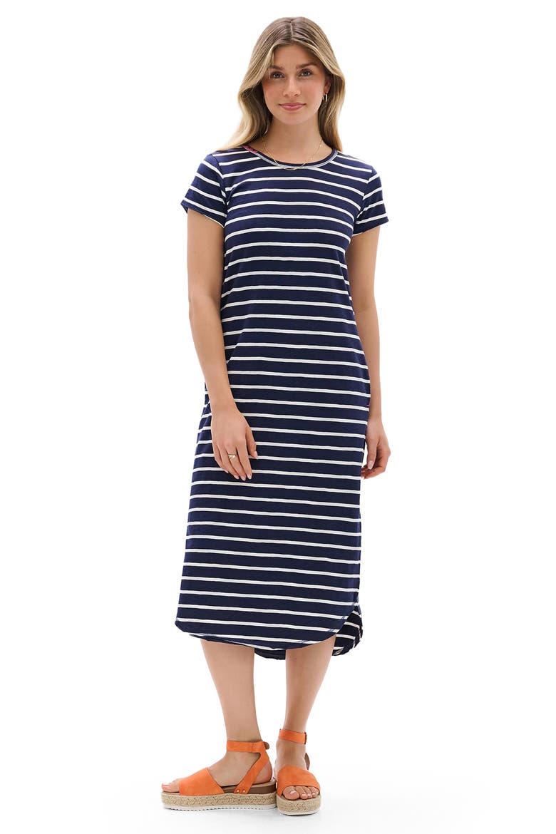 Stripe Jersey Midi Dress, Alternate, color, PATRIOT BLUE