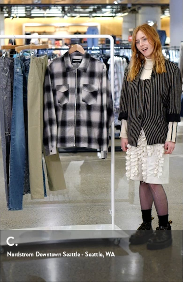 Shadow Plaid Cotton Zip-Up Shirt Jacket, sales video thumbnail