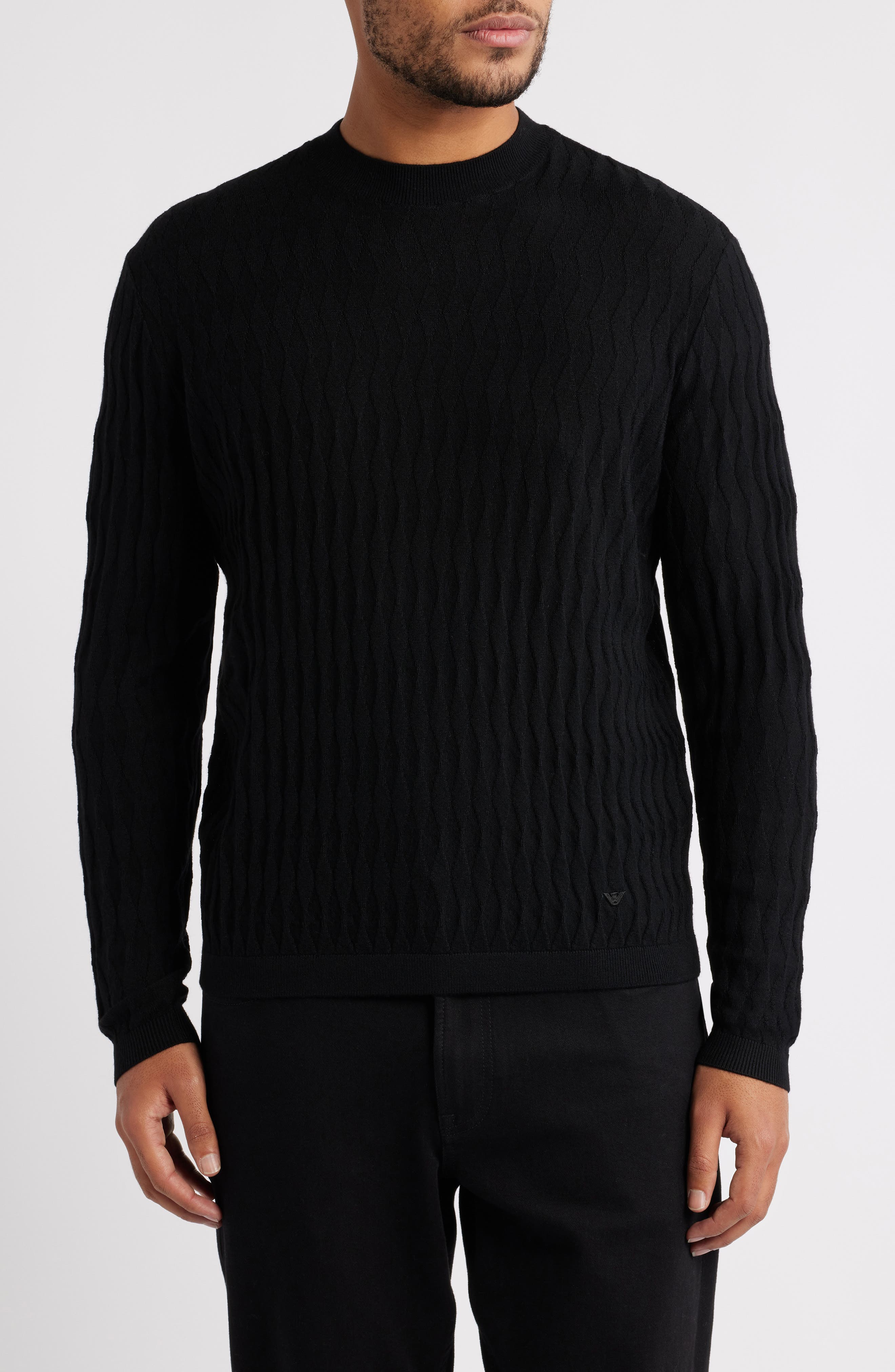 Emporio Armani Tonal Diamond Wool Sweater