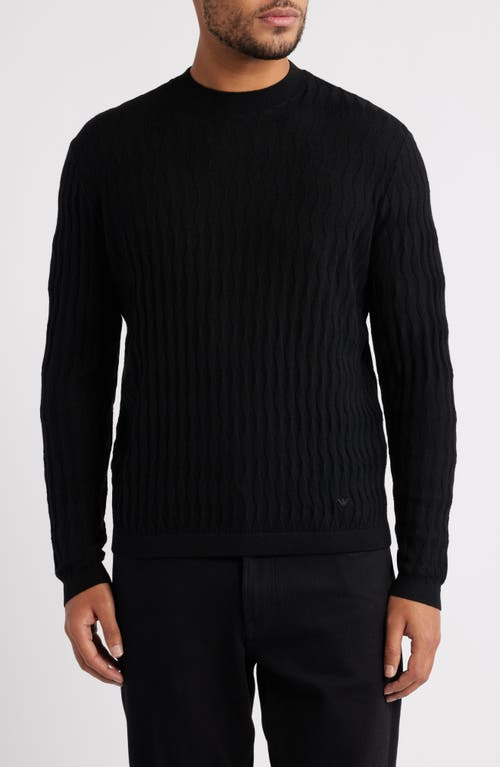 Emporio Armani Tonal Diamond Wool Sweater In Black