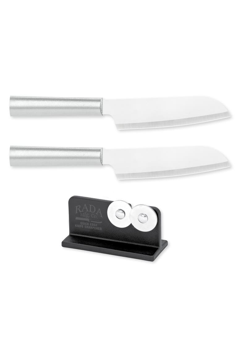 Cutlery 4.75-Inch Cook's Utility Knife Set of 2 & Quick Edge Knife Sharpener, Main, color, Silver