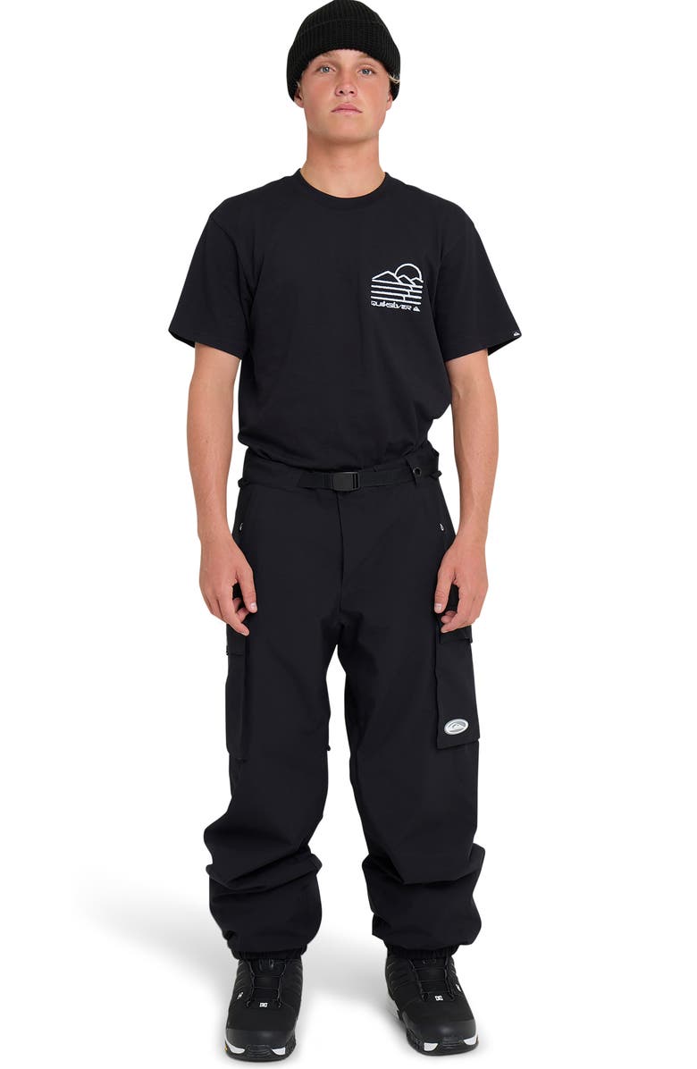 Quiksilver Snow Down Waterproof Cargo Snowboard Pants, Alternate, color, Black