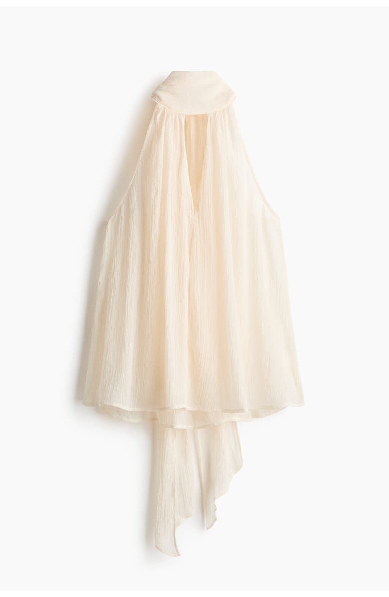 H&M Scarf-collar Chiffon Top, Alternate, color, Cream
