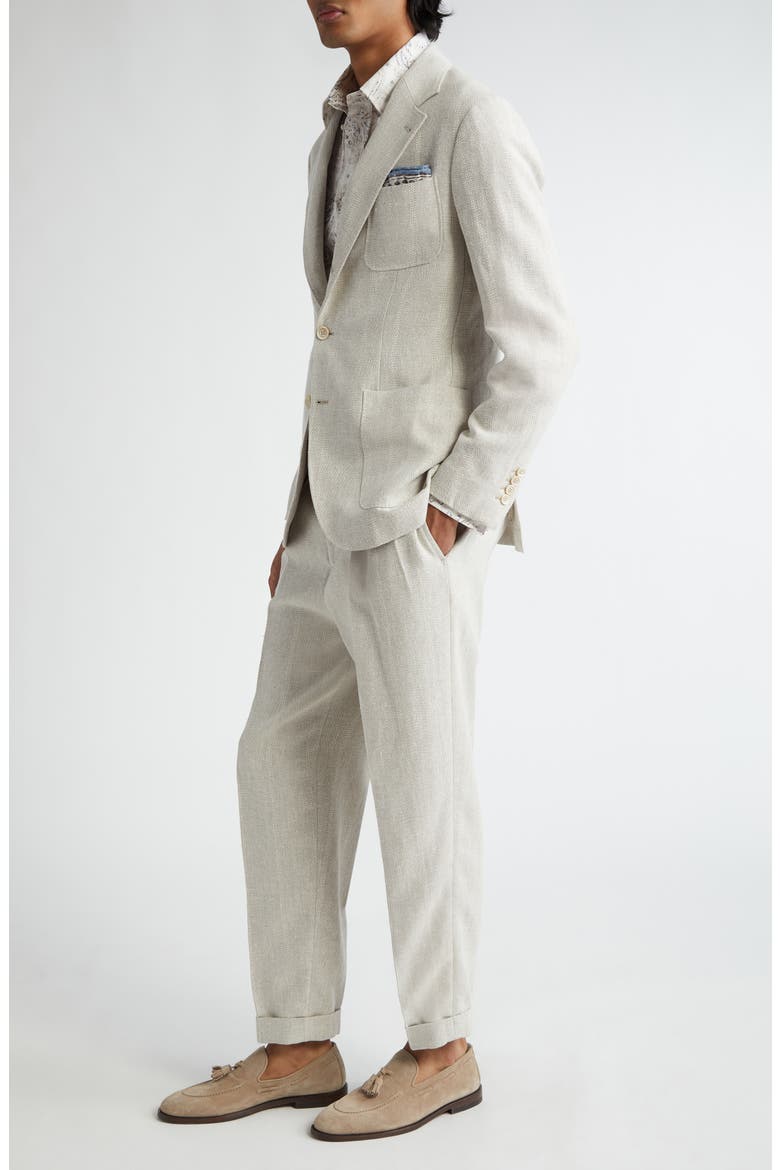 Chalk Stripe Linen Blend Suit, Alternate, color, GESSO