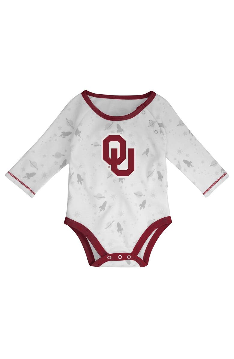Outerstuff Newborn & Infant Crimson/White Oklahoma Sooners Dream Team Raglan Long Sleeve Bodysuit Hat & Pants Set, Alternate, color, Crimson