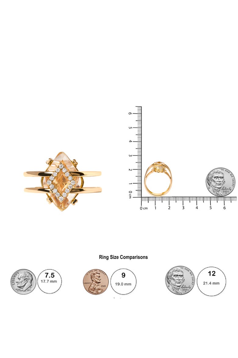 14K Gold Topaz & Diamond Accent Statement Cocktail Ring -, Alternate, color, Yellow