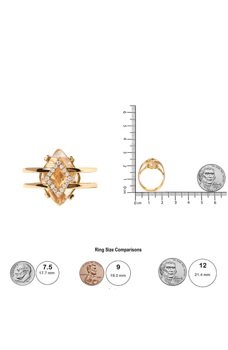 Haus of Brilliance 14K Gold Topaz & Diamond Accent Statement Cocktail Ring -, Alternate, color, Yellow