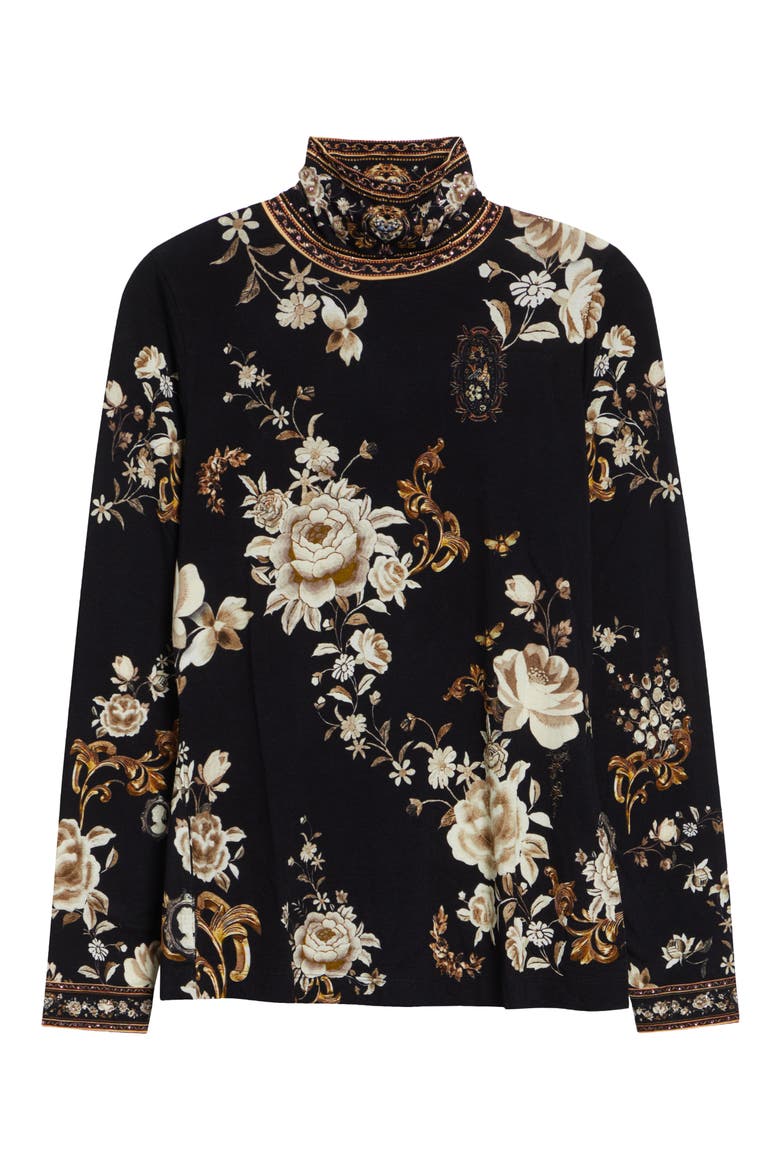 Flamenco Folklore Print Jersey Turtleneck Top, Alternate, color, FLAMENCO FOLKLORE