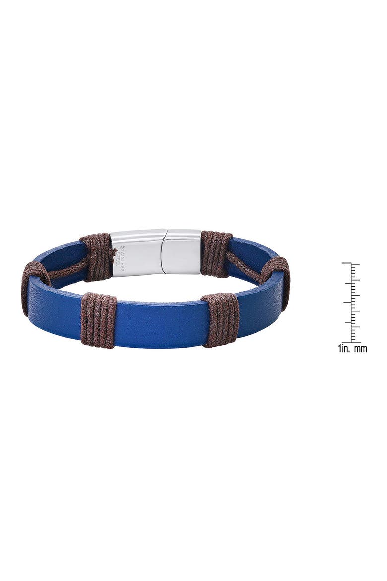 Men's Leather & Thread Bracelet, Alternate, color, BROWN/BLUE