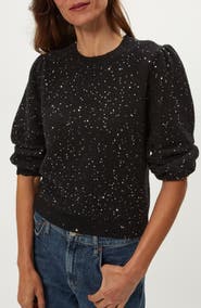 Michael Stars Deanna Sequin Embellished Balloon Sleeve Crewneck Sweater