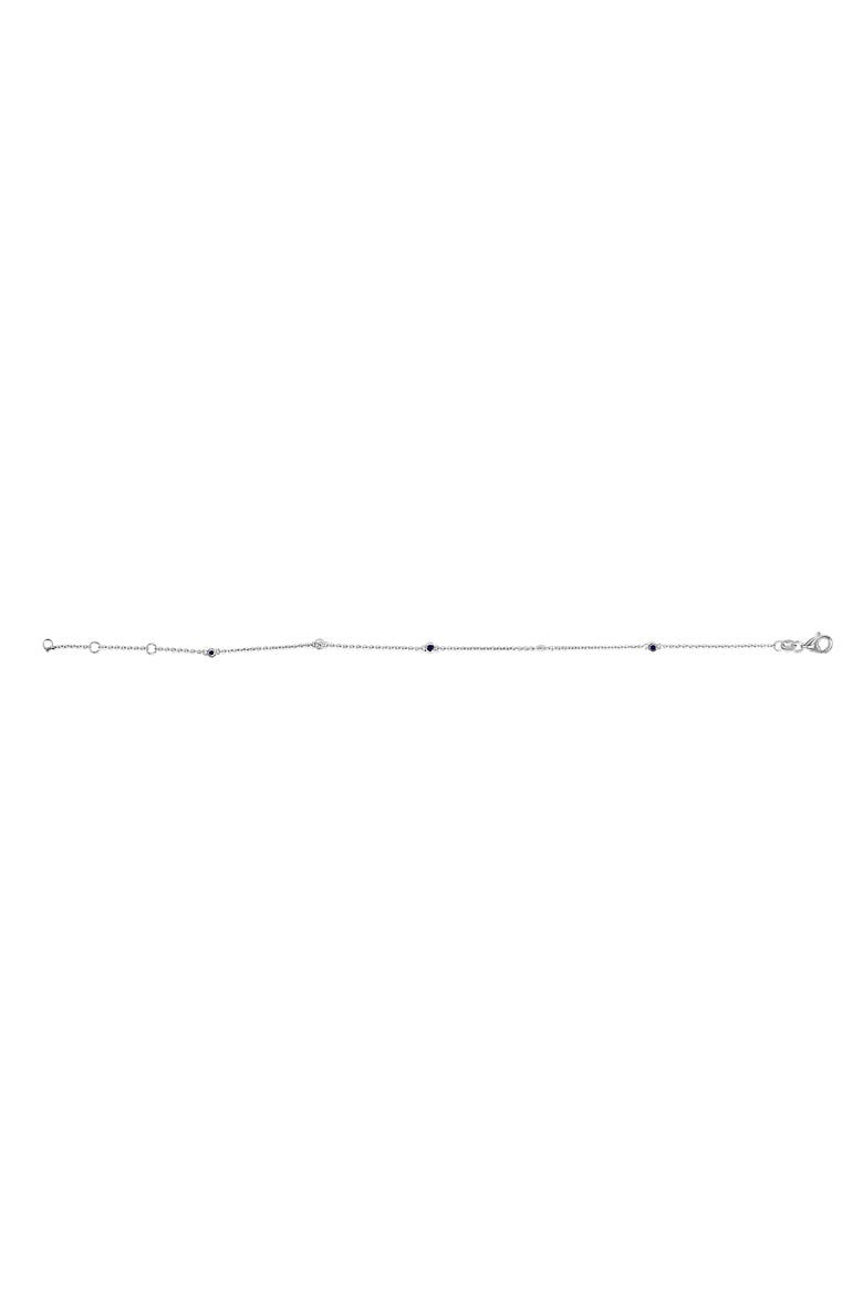 14K White Gold Alternating Blue Sapphire and Diamond Bezel Station Chain Bracelet, Alternate, color, White