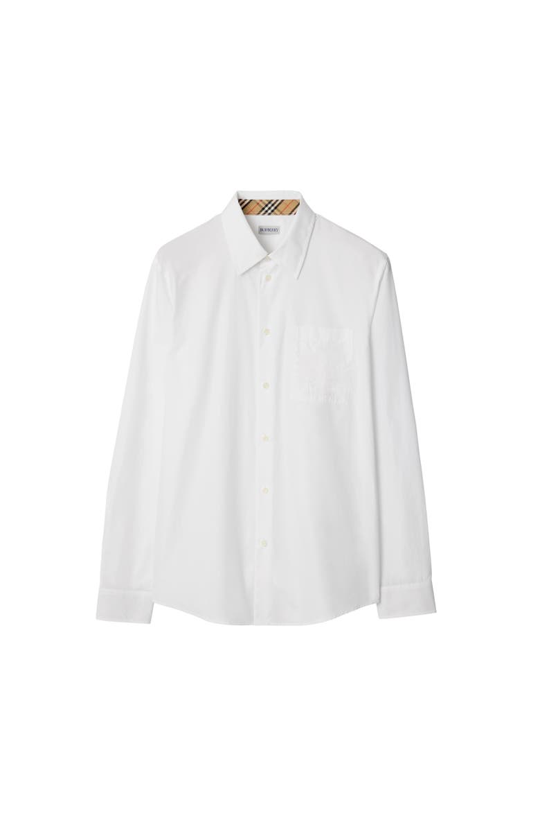 Burberry Regular Fit Cotton Poplin Shirt, Alternate, color, Optic White