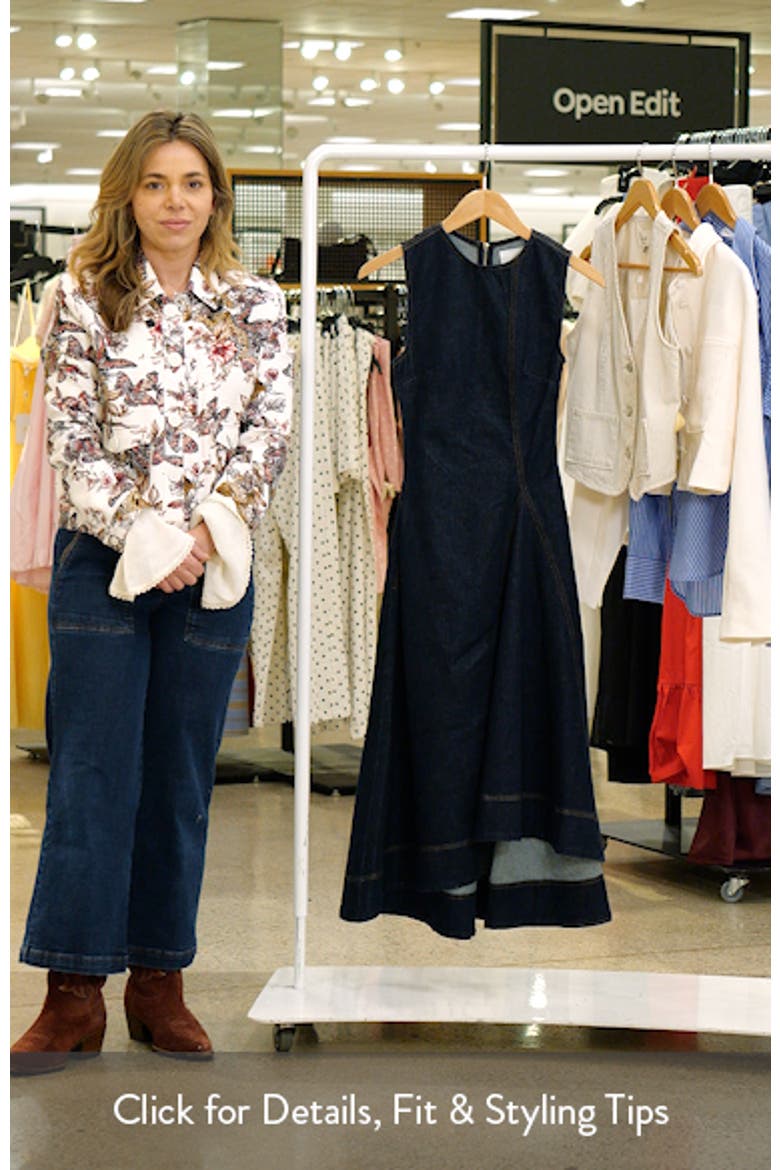 Liberty Asymmetric Sleeveless Stretch Organic Cotton Denim Midi Dress video