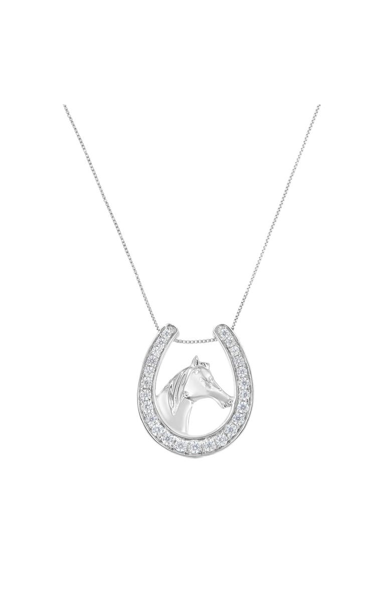 Haus of Brilliance Silver 1/4 cttw Diamond U Shape Pendant Necklace, Alternate, color, White