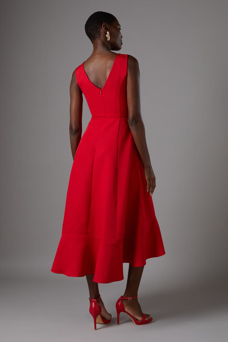 Waterfall Crepe Midi Dress, Alternate, color, Red
