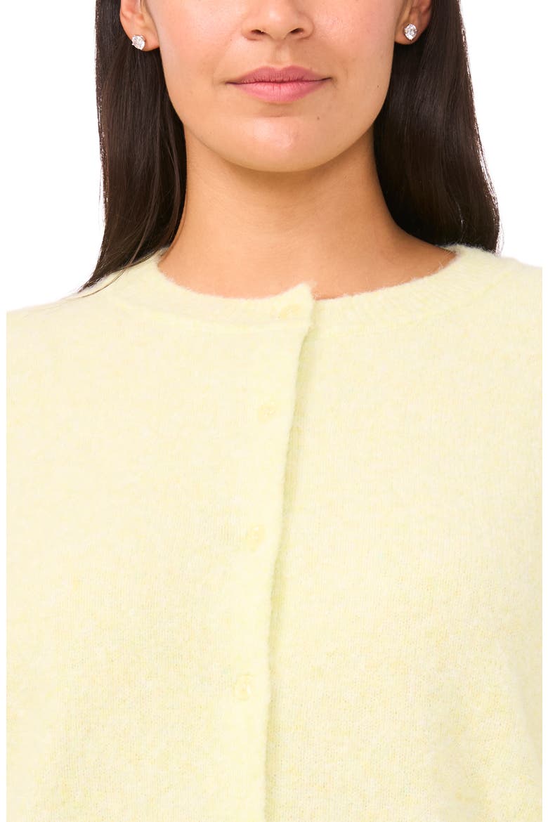 Fuzzy Crewneck Cardigan, Alternate, color, WHITE JADE