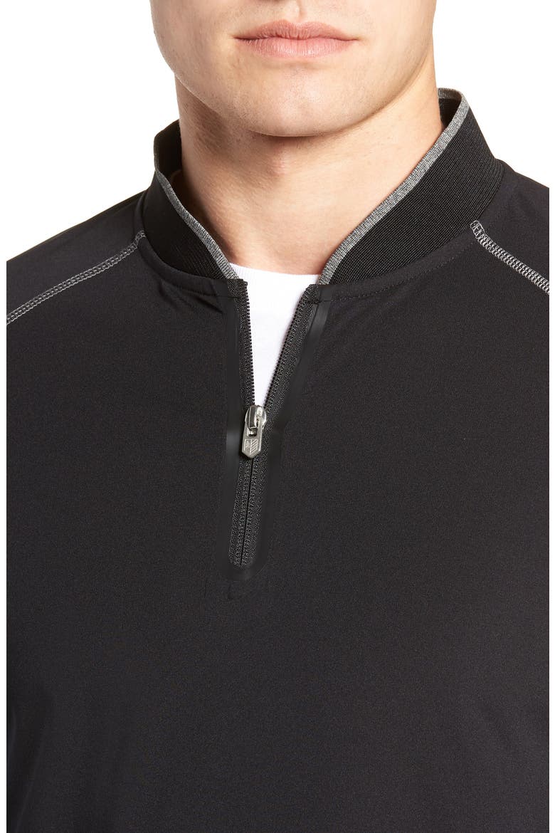 Quarter Zip Slim Fit Tech Pullover, Alternate, color, BLACK