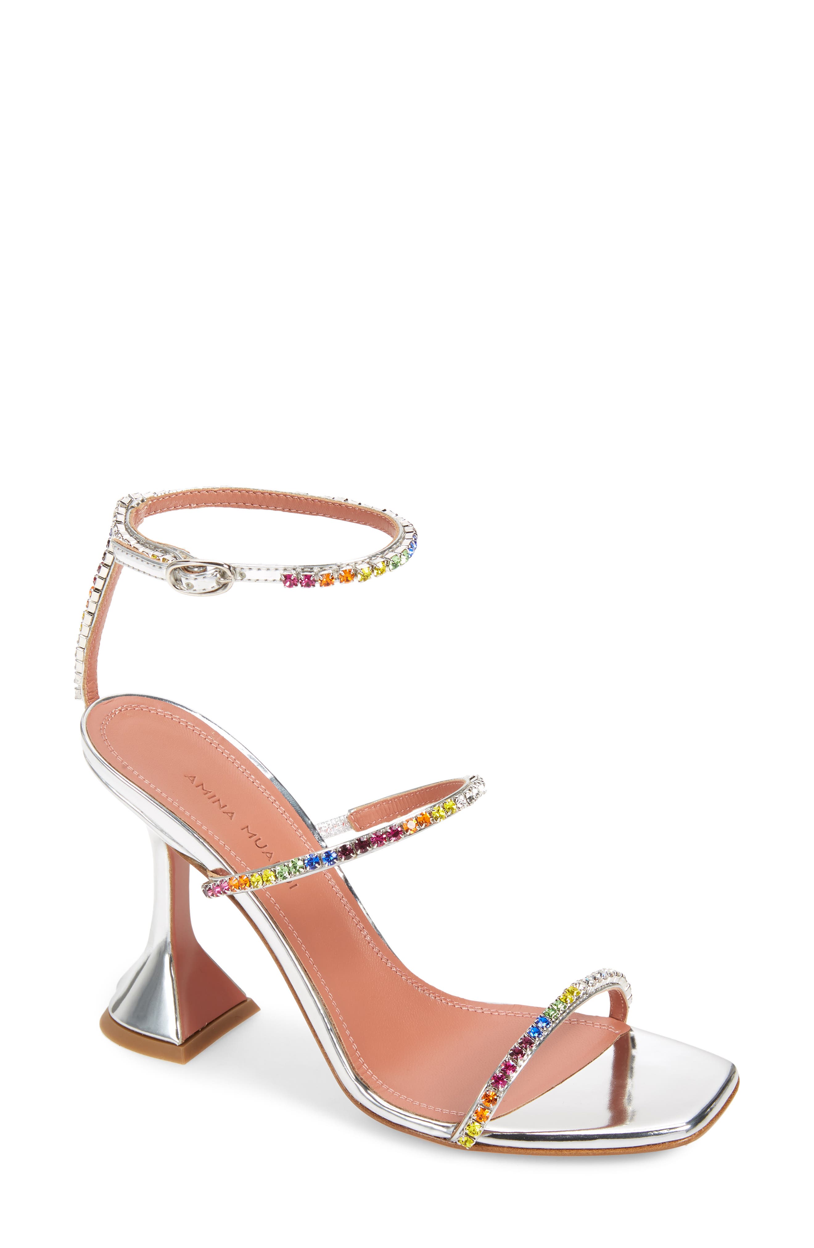 Amina Muaddi Gilda Sunset Rainbow Ankle Strap Sandal, Main, color, 