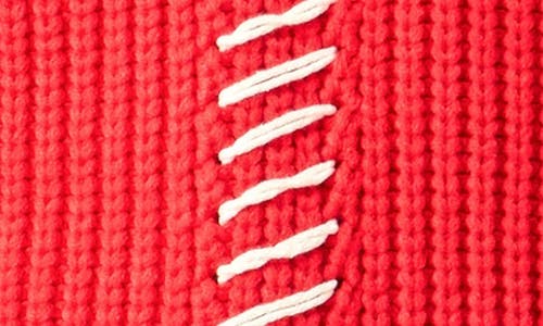 English Factory Stitch Detail Chunky Sweater In Red