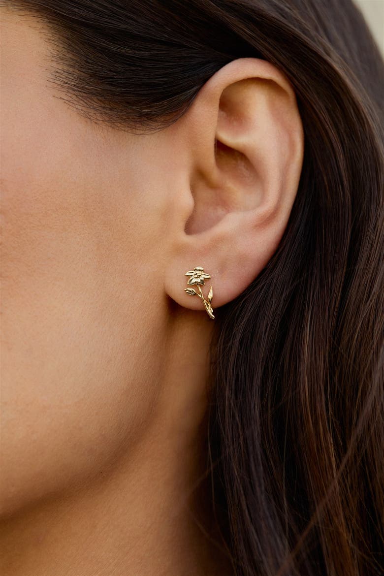 Elsie Birth Flower Studs, Alternate, color, Gold / April