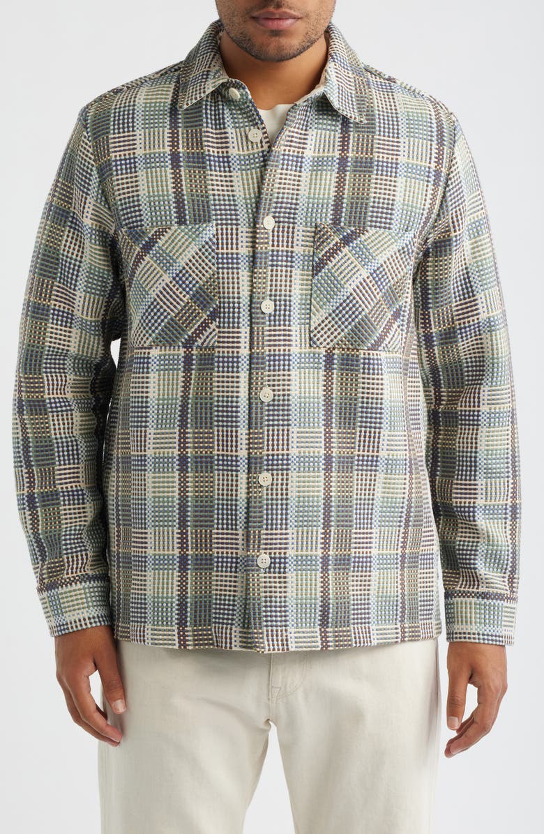 Wax London Whiting Basketweave Overshirt, Alternate, color, Blue / Green