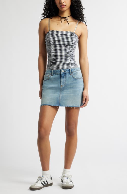 Bp. Ruched Gingham Camisole In Navy Gingham