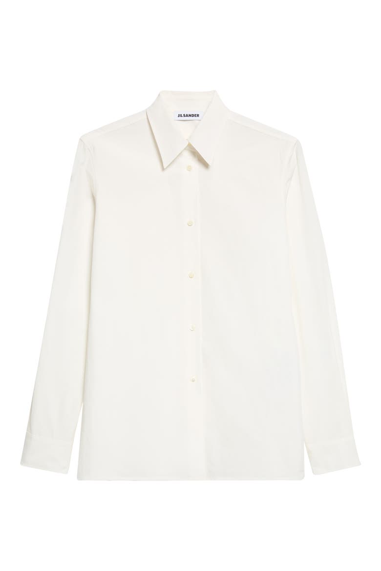 Cutout Back Long Sleeve Cotton Shirt, Alternate, color, SEASHELL