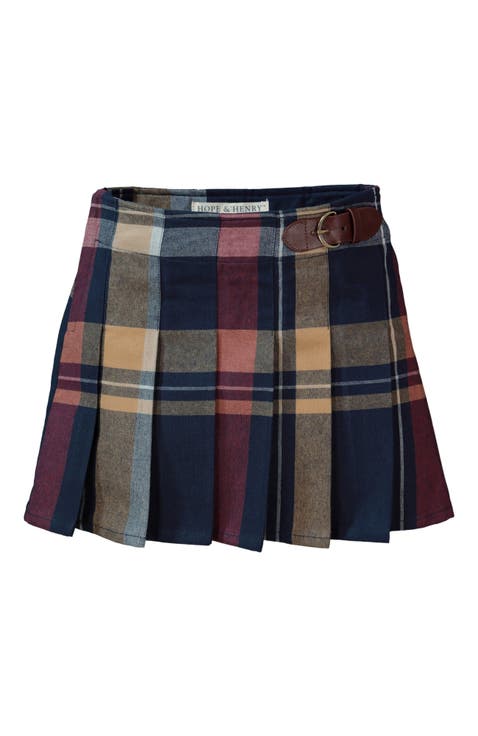 Girls' Organic Pleated Buckle Skirt, Toddler