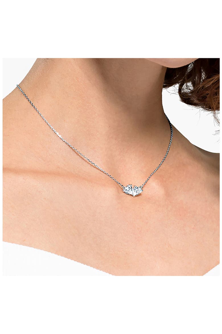 Mesmera Crystal Hearts Pendant Necklace, Alternate, color, WHITE