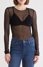 FRAME Long Sleeve Mesh Bodysuit