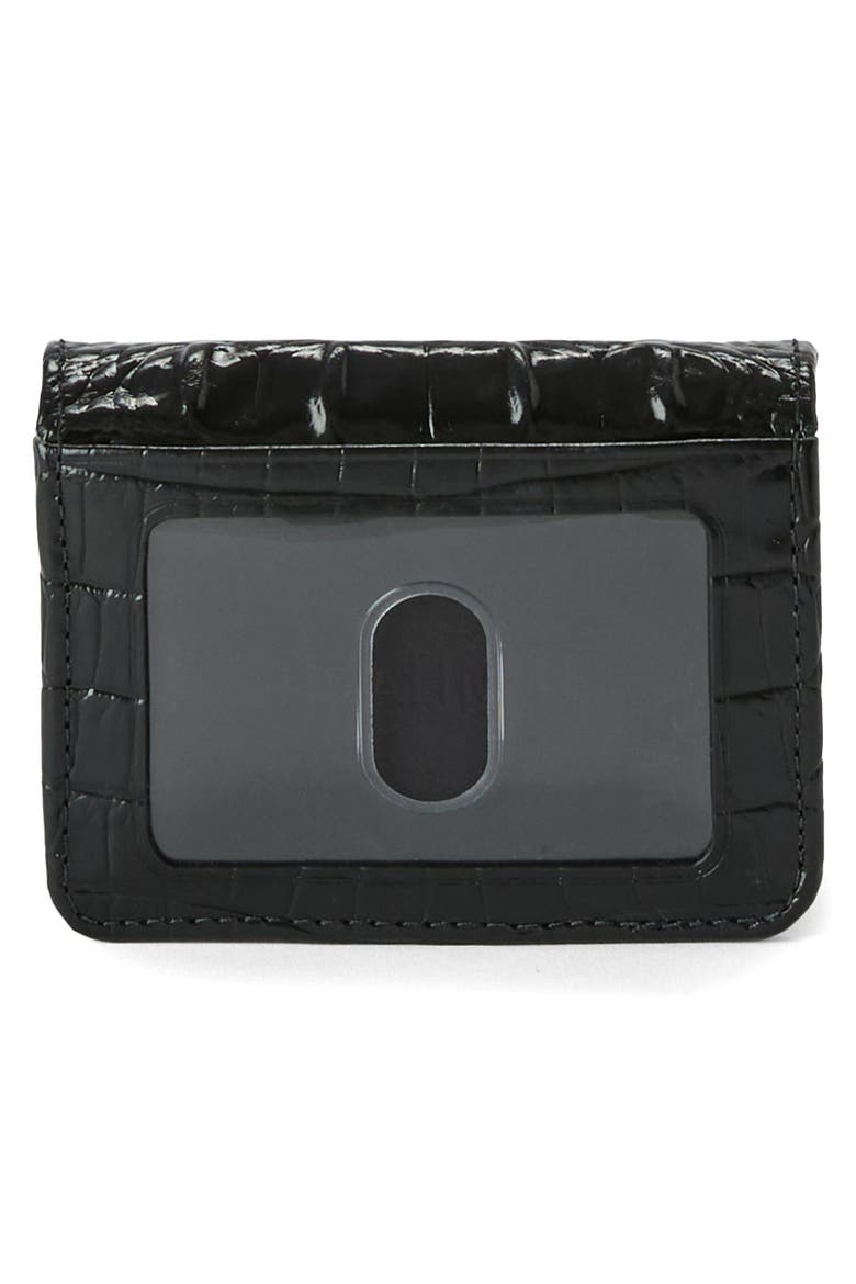 Clementine Embossed Leather Card Case, Alternate, color, BLACK