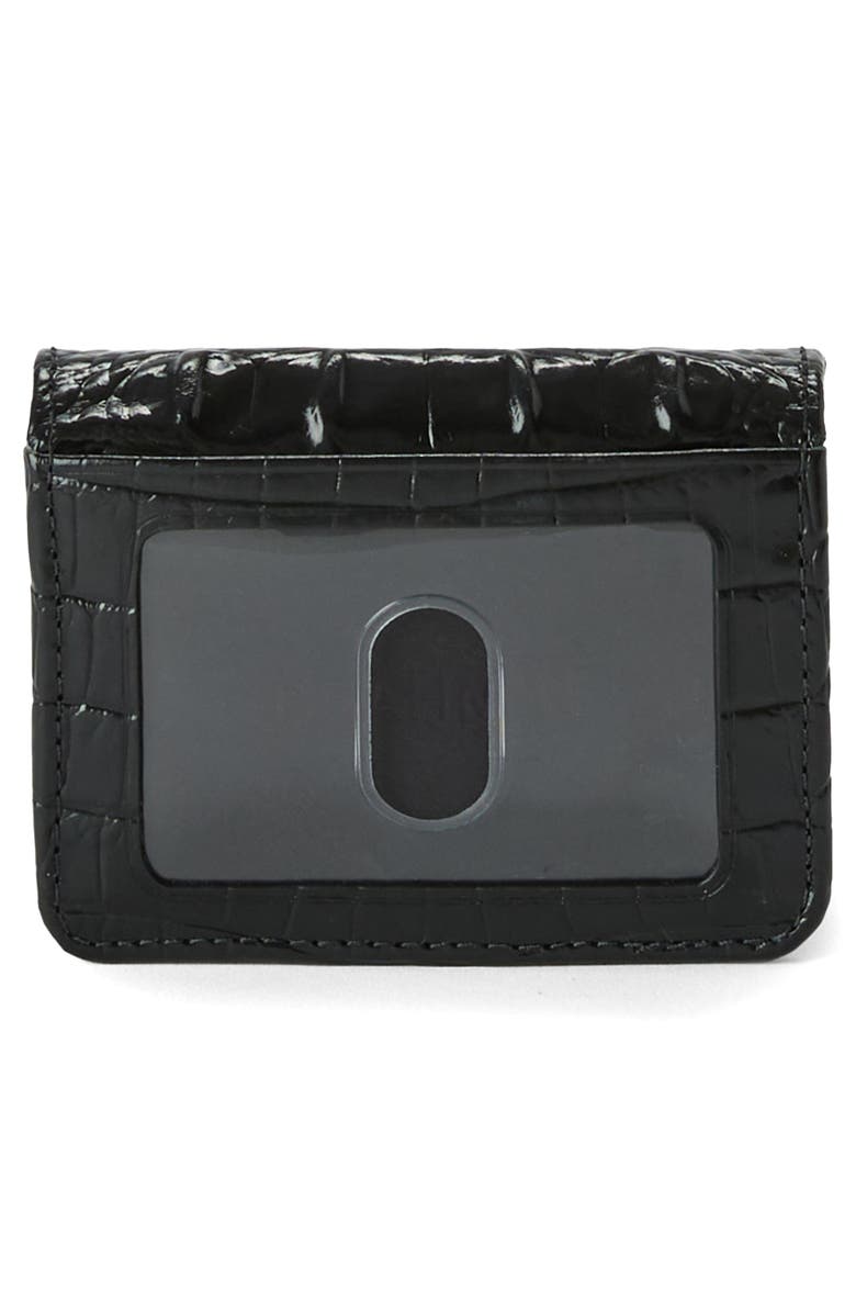 Brahmin Clementine Embossed Leather Card Case, Alternate, color, Black