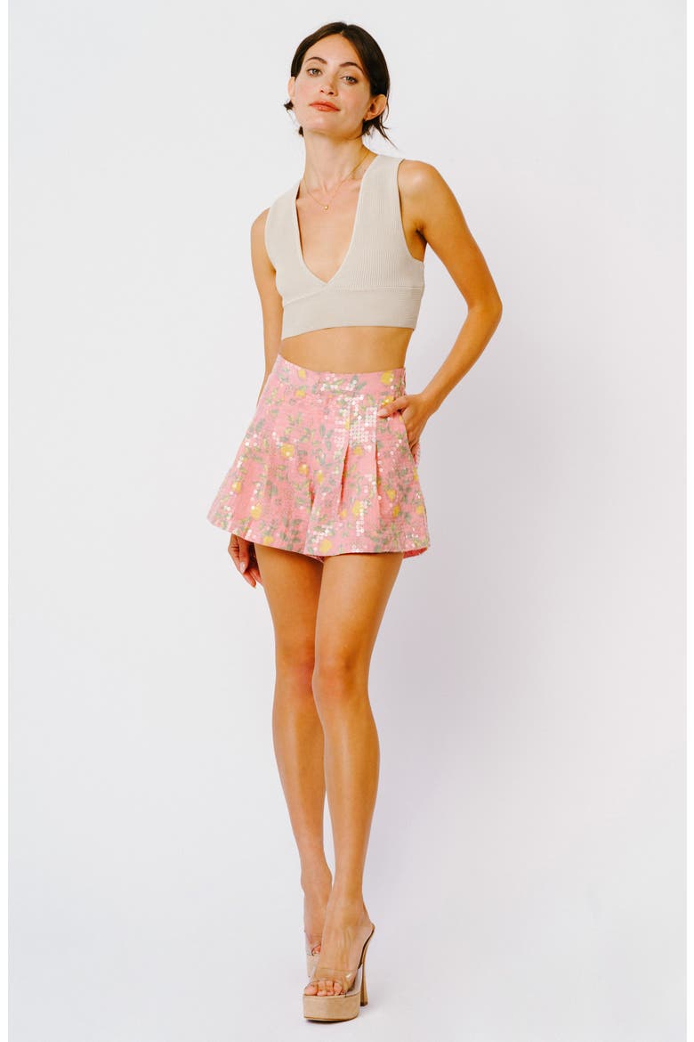Stevie Sequined Shorts, Alternate, color, PINK