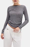 BDG Urban Outfitters Stripe Side Ruched Sheer Knit Top