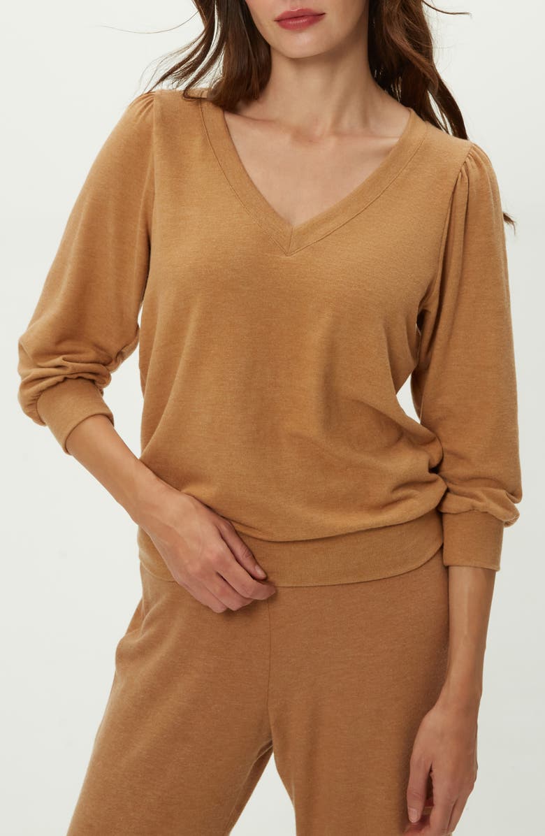 Michael Stars Gabriella V-Neck Top, Main, color, Cumin