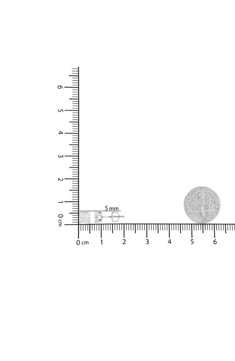 Haus of Brilliance Silver 5/8 Ct Princess Diamond Invisible Quad Composite Stud Earrings, Alternate, color, White