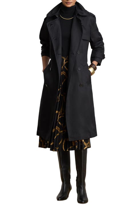 Drapey Linen Blend Trench Coat