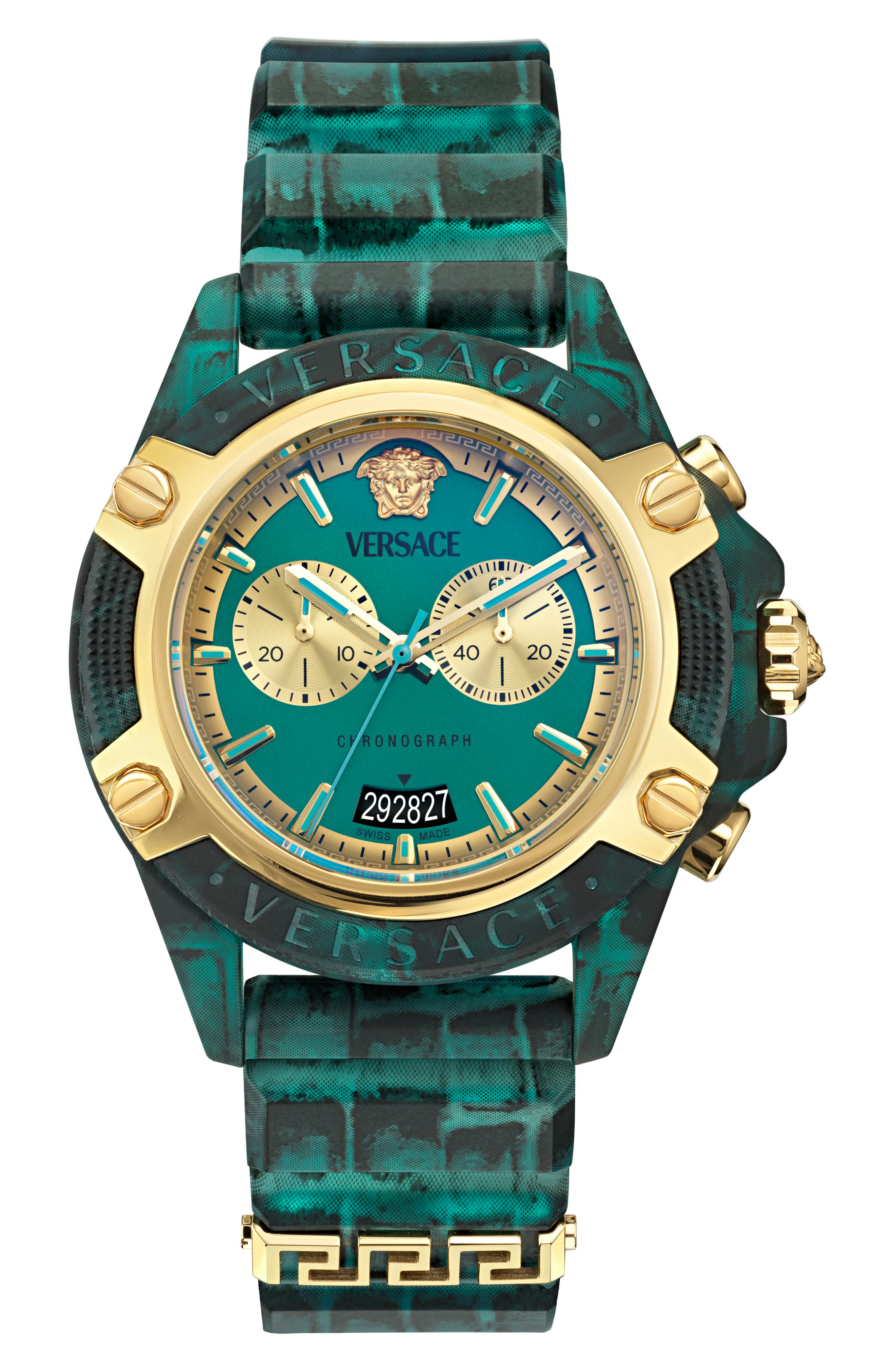 Versace Icon Active Chronograph Silicone Strap Watch, 44mm